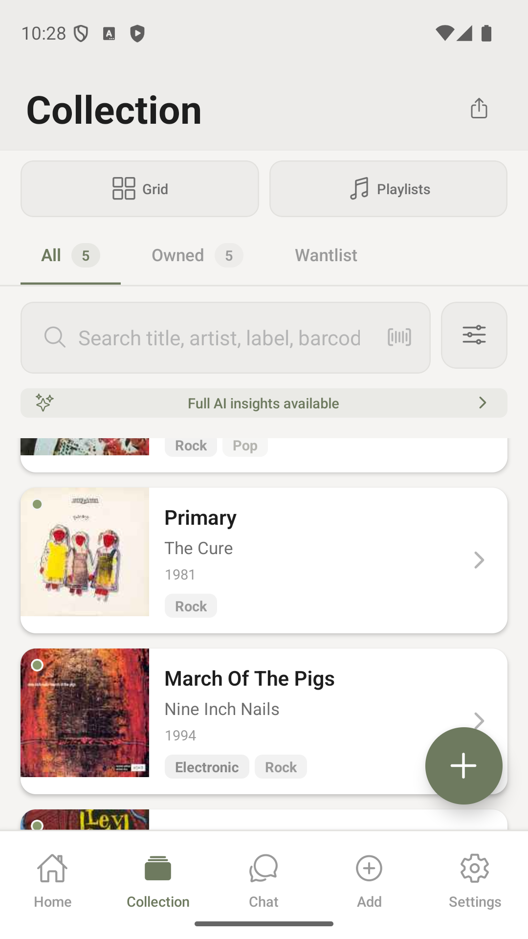 Vinyl Monkey collection screen